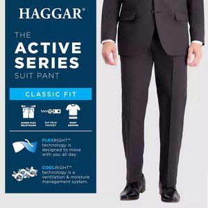 Haggar Men's Big & Tall Active Series Stretch Classic Fit Suit Blue Pant 40 x 29